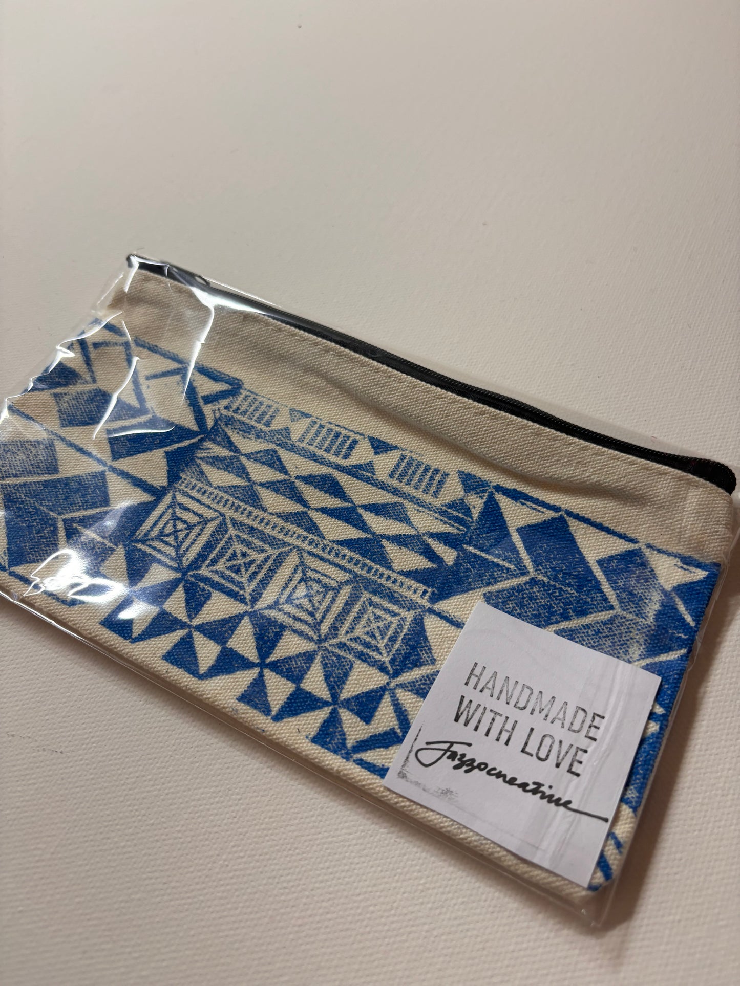 Printed Makeup Bag/Pencil Case - #201 Blue and White