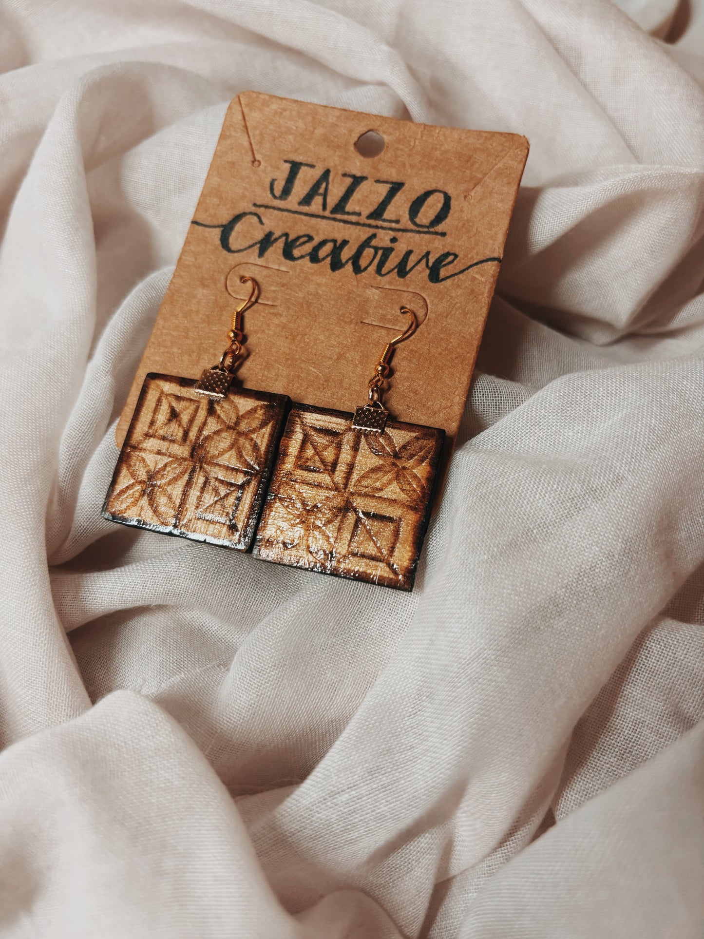 #111 Wood Burned Earrings