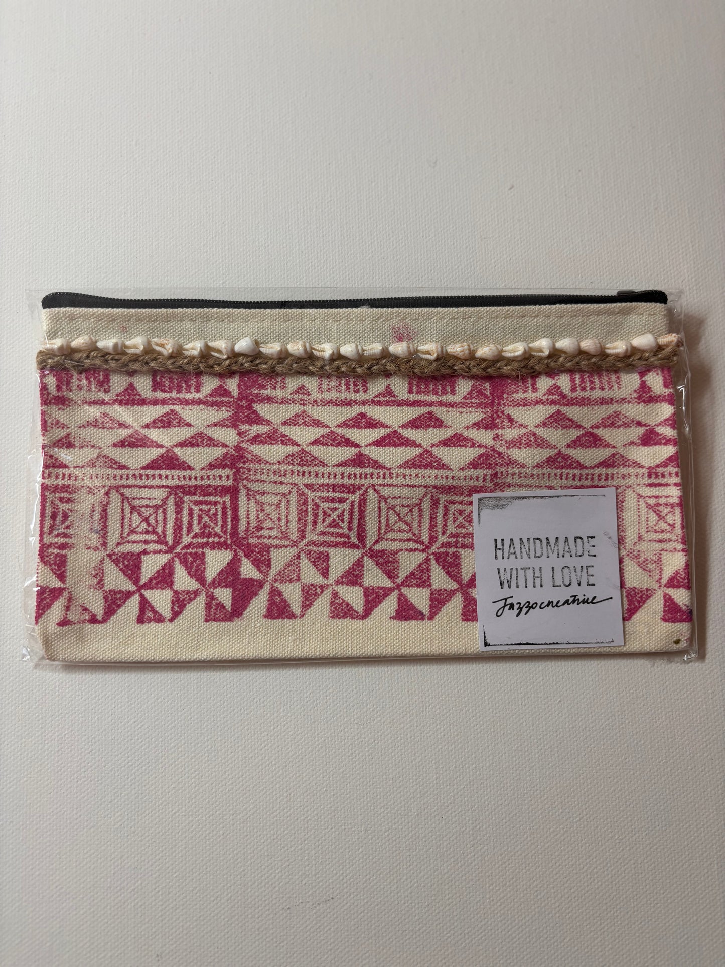 Printed Makeup Bag/Pencil Case - #210 pink & White