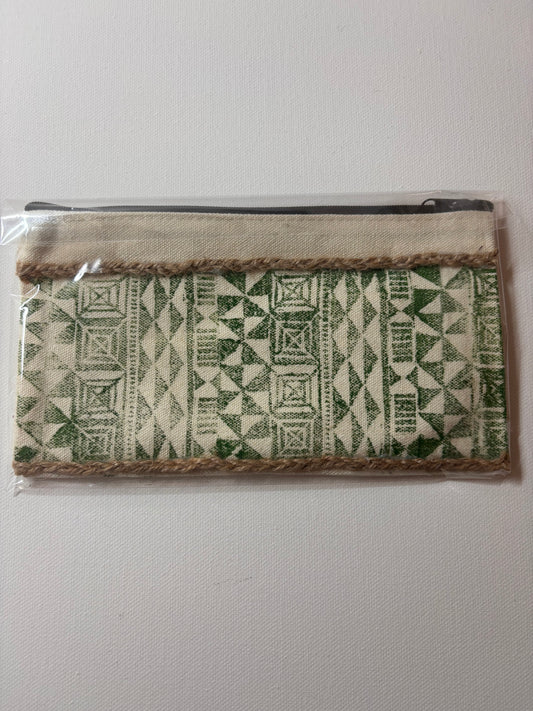 Printed Makeup Bag/Pencil Case - #206 Green & White