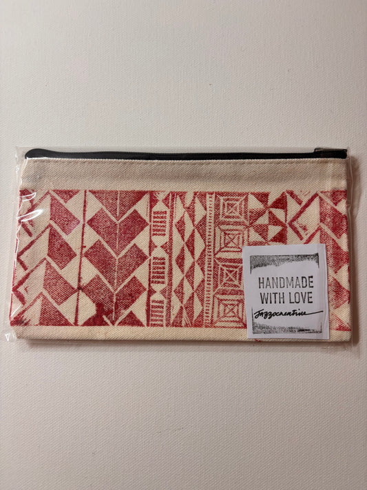 Printed Makeup Bag/Pencil Case - #213 Red & White