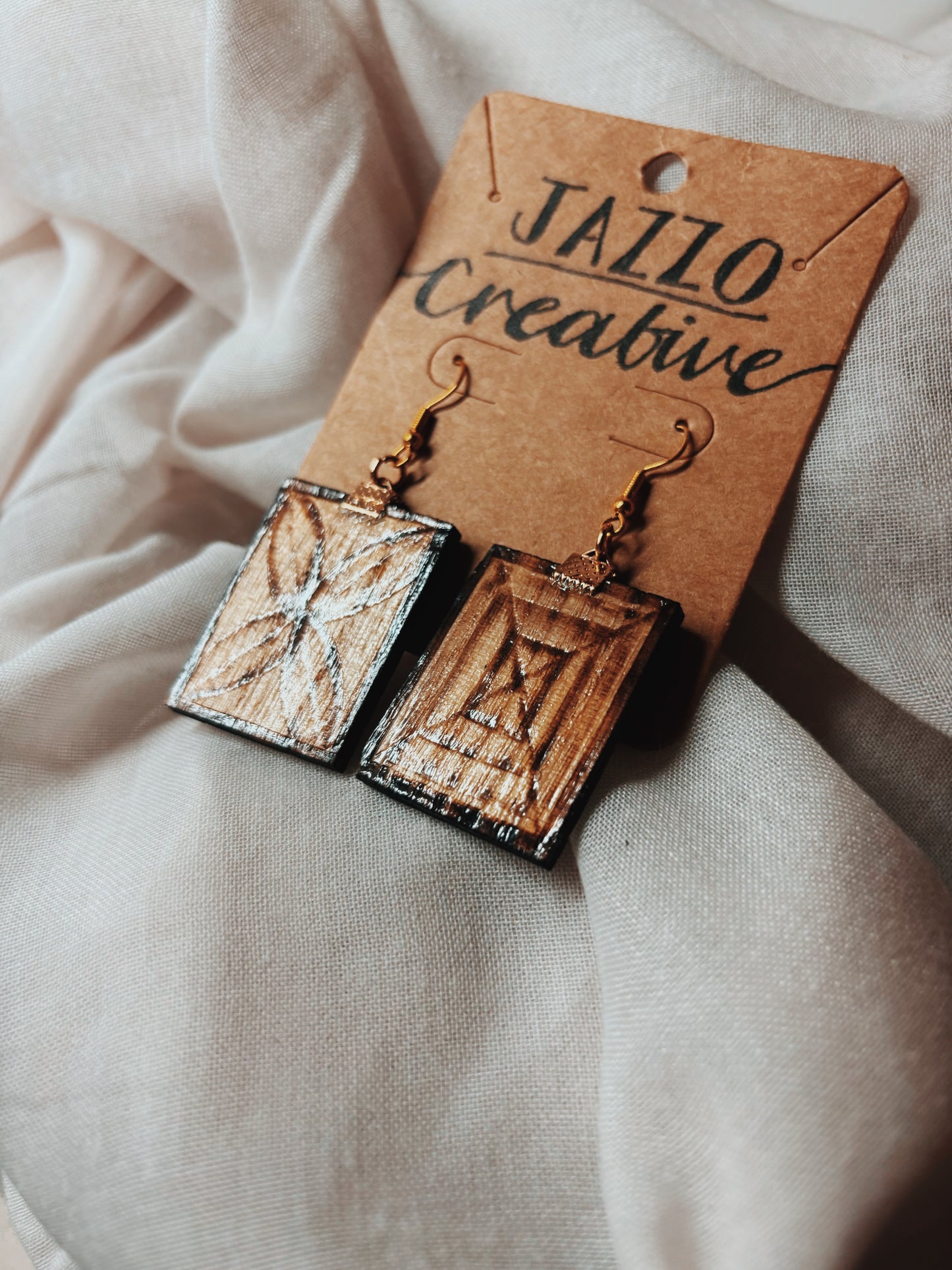 #106 Wood Burned Earrings