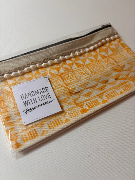 Printed Makeup Bag/Pencil Case - #208 Yellow & White