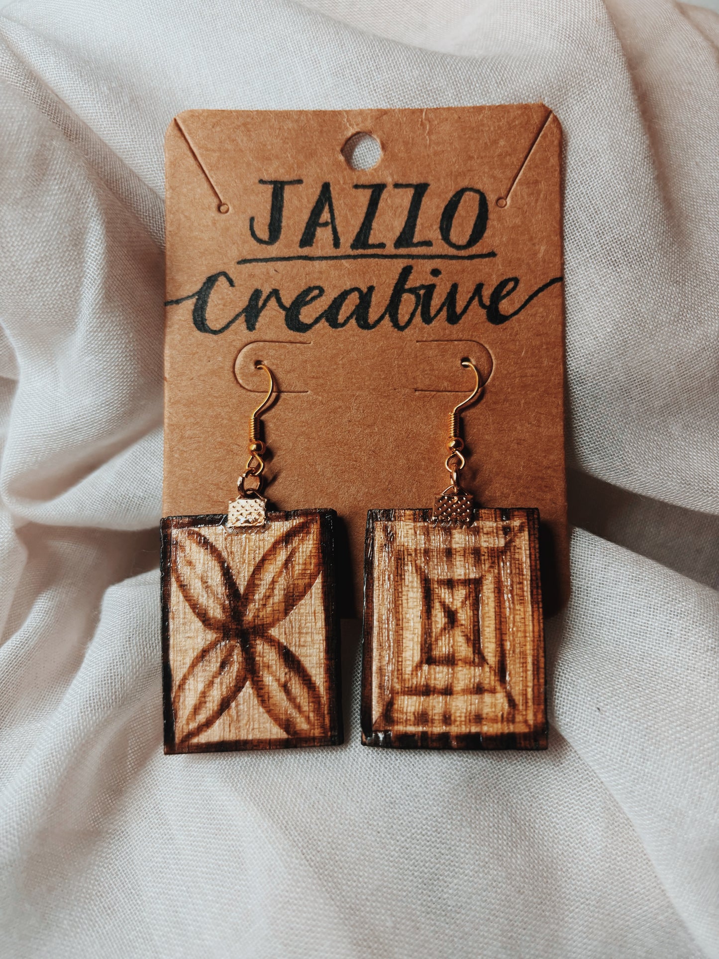 #106 Wood Burned Earrings