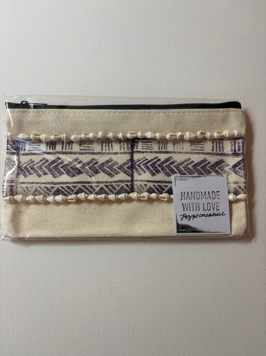 Printed Makeup Bag/Pencil Case - #216 Dark Purple & White