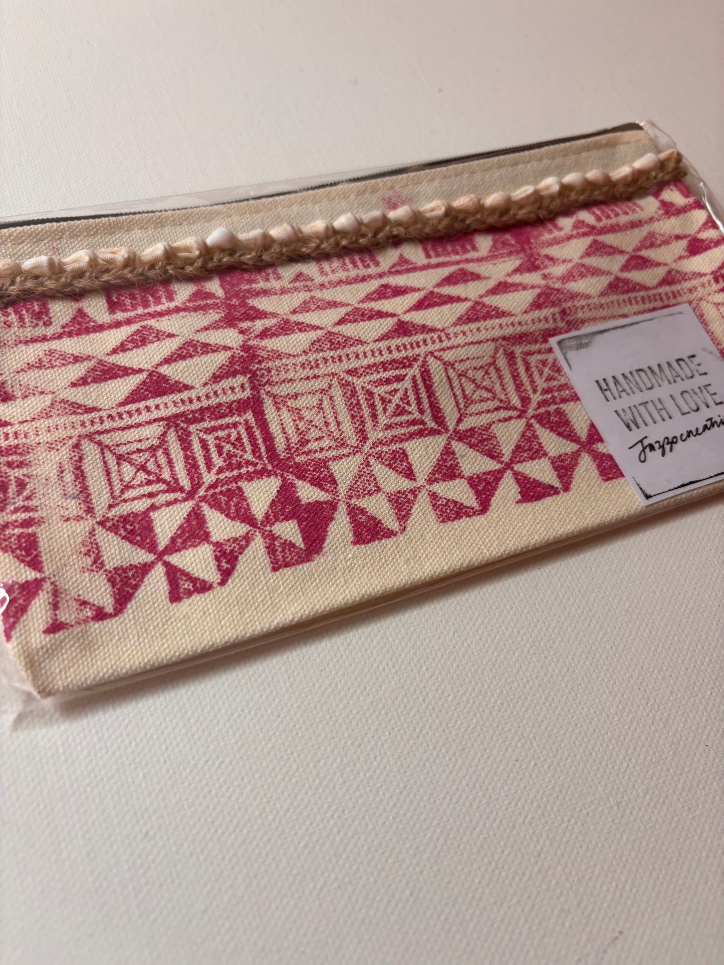 Printed Makeup Bag/Pencil Case - #210 pink & White