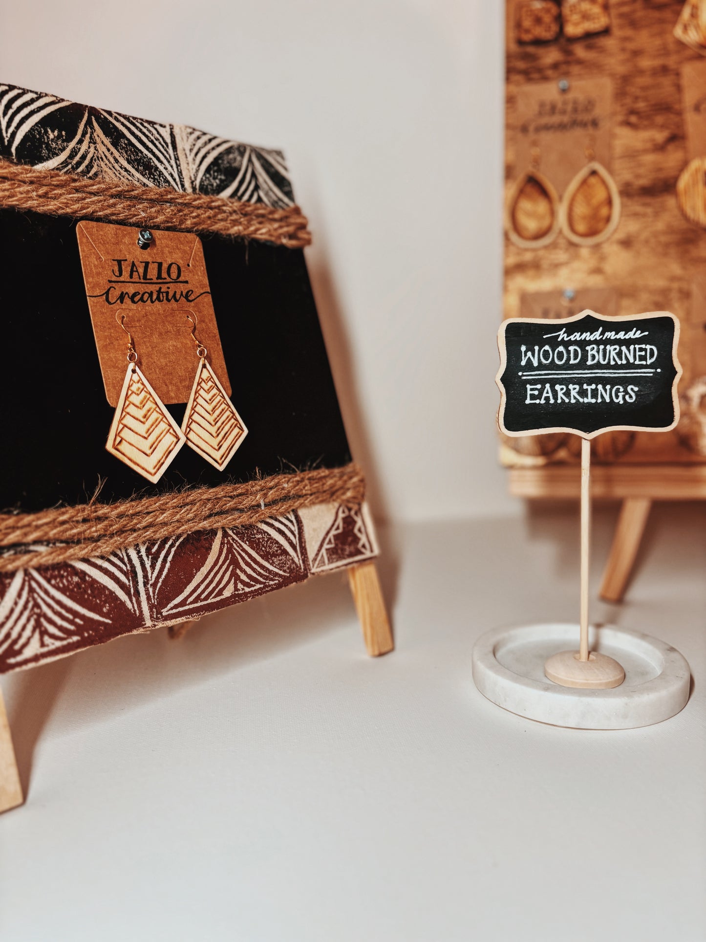 #103 Wood Burned Earrings