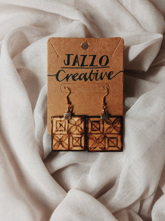 #111 Wood Burned Earrings