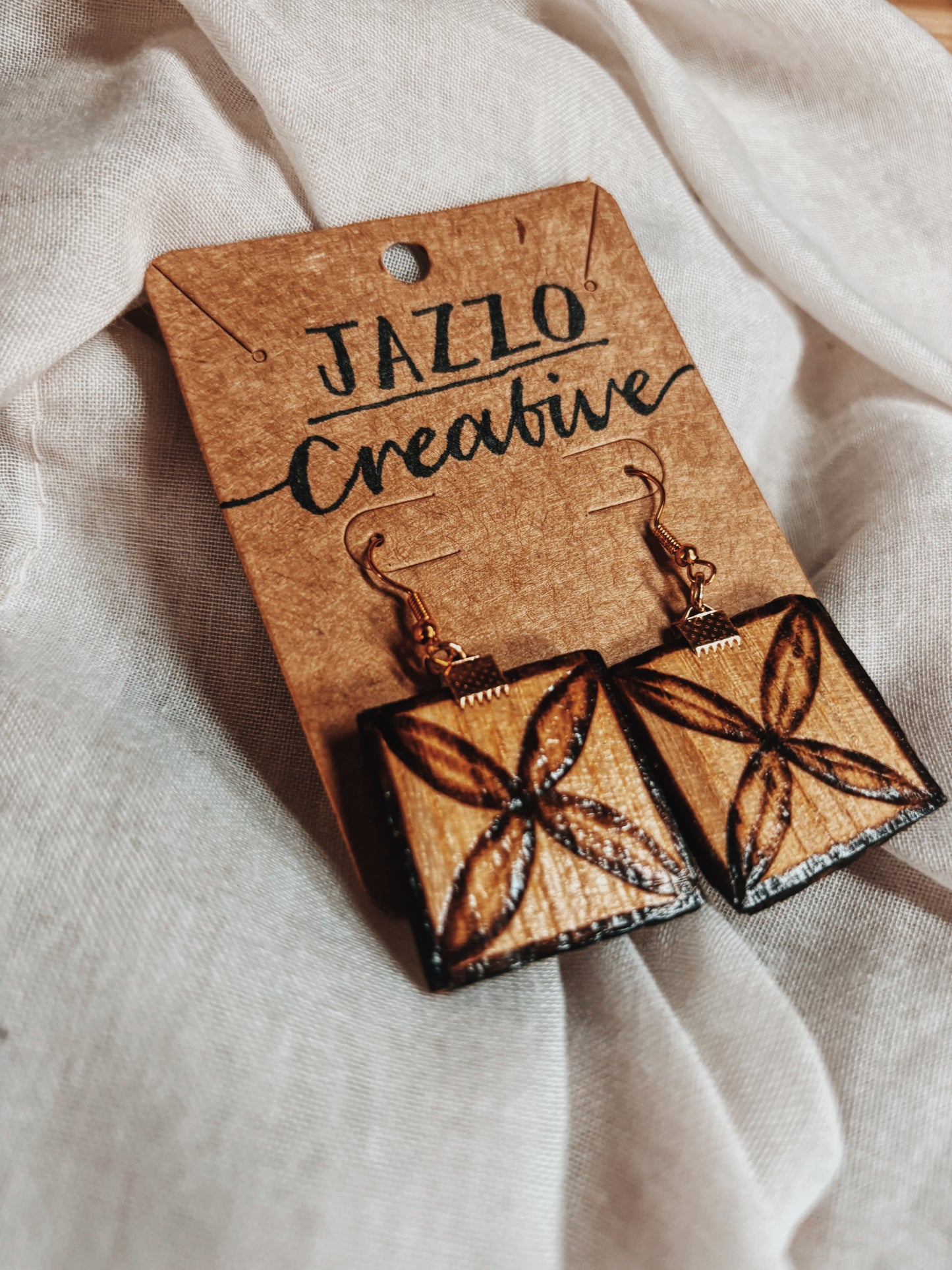 #105 Wood Burned Earrings